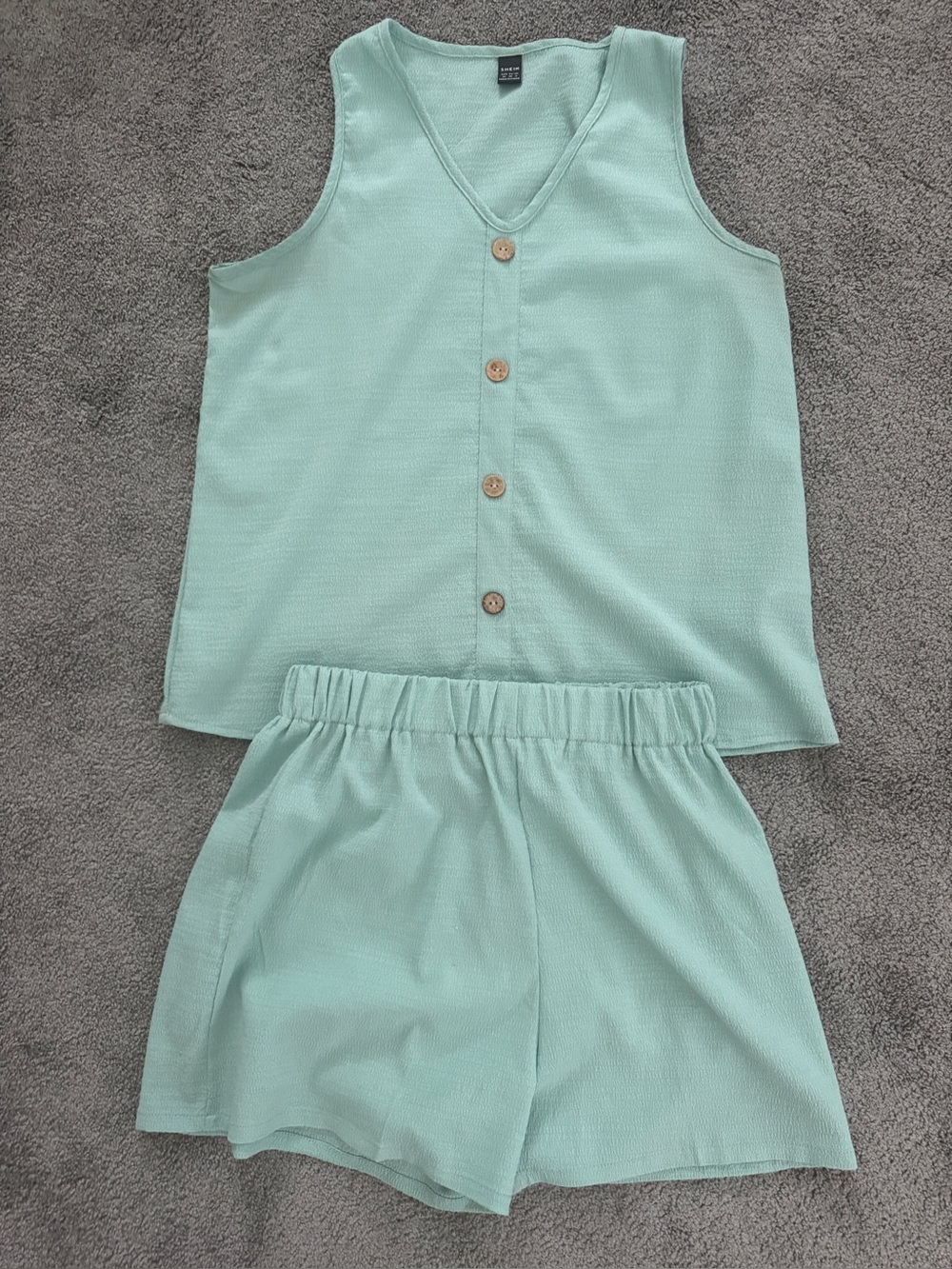 SHEIN Mint Green Button-Front Two Piece Short Set